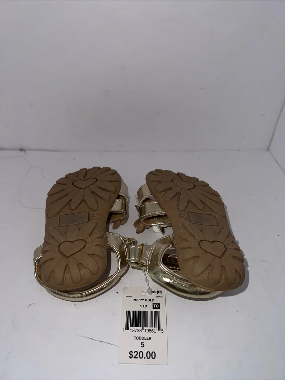 Falls Creek Kids Gold Floral Sandals – Toddler Size 5